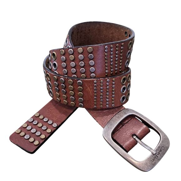 Calvin Klein Studded Leather Belt | Rustic Western Rock Chic main image 7